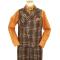 Pronti Brown With Cognac / Tan Windowpanes Vested Microfiber Blend 2 PC Outfit VP5848V